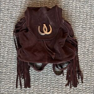 Understated Leather Lady Luck Brown Fringe Backpack with Western Flair
